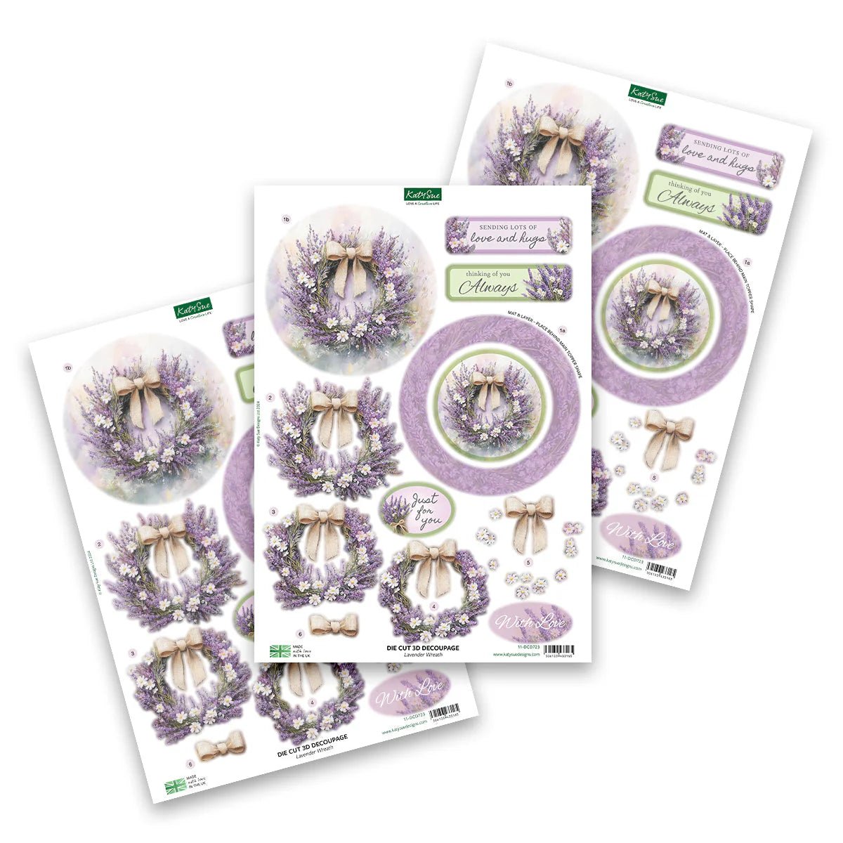 Katy Sue - Die Cut 3D Decoupage - Lavender Wreath (1/sheet) - The Crafty Kiwi