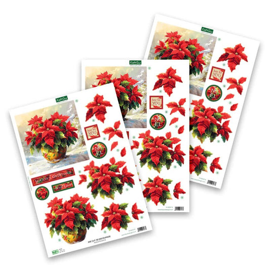 Katy Sue - Die Cut 3D Decoupage - Potted Poinsettia (1/sheet) - The Crafty Kiwi