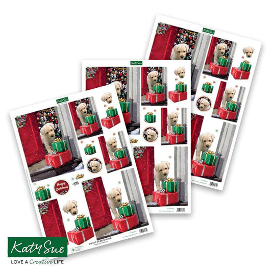 Katy Sue - Die Cut 3D Decoupage - Puppy and Presents (1/sheet) - The Crafty Kiwi