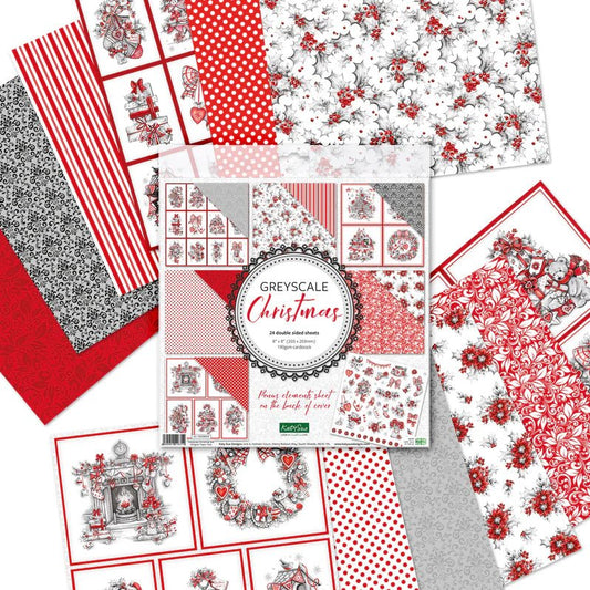 Katy Sue - Greyscale Christmas - 8x8 Paper Pack & Sentiment Toppers Bundle - The Crafty Kiwi