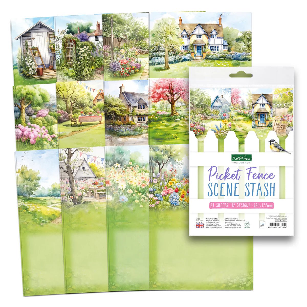 Katy Sue - Picket Fence Scene Stash (12/sheets) - The Crafty Kiwi
