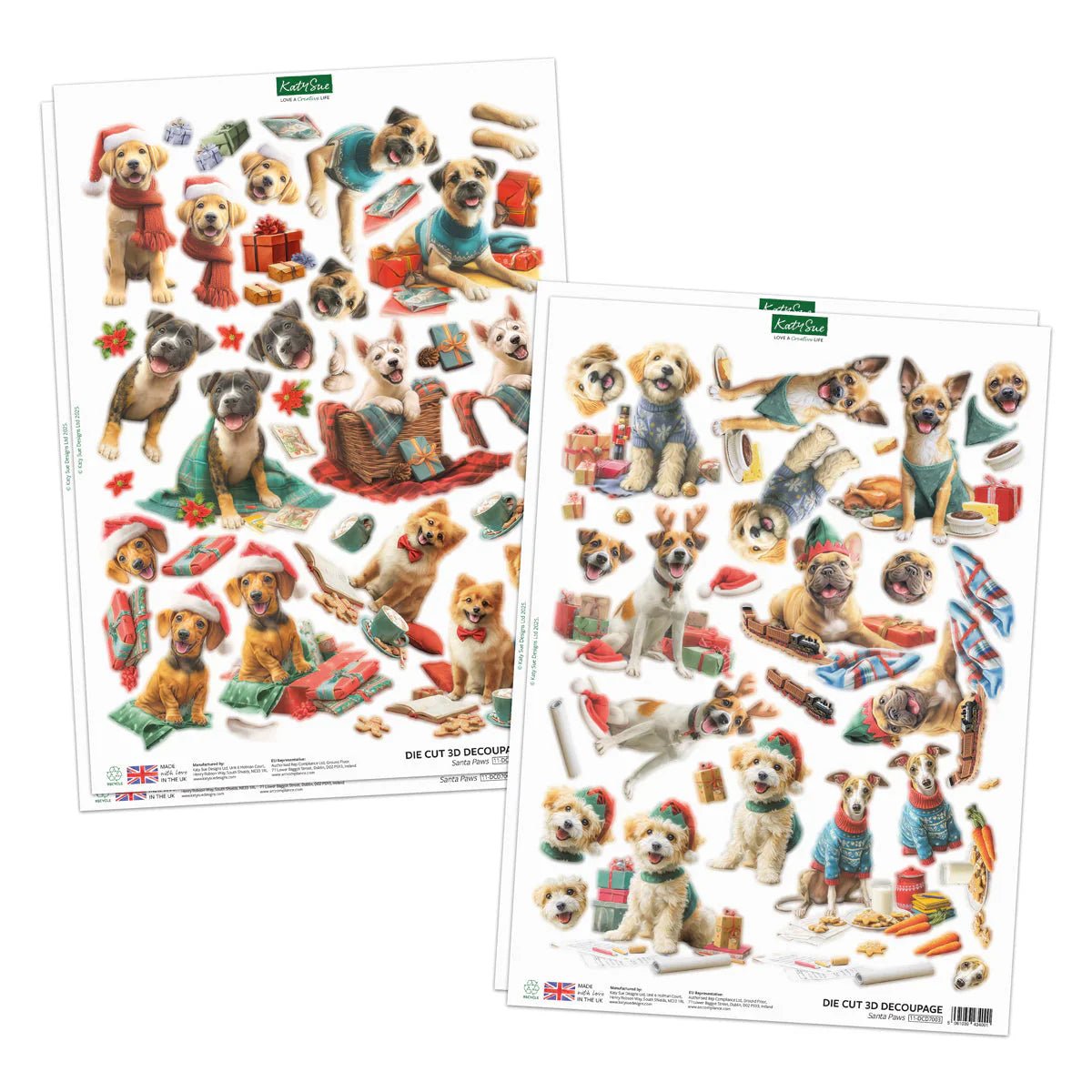 Katy Sue - Santa Paws Die Cut Topper & Decoupage Collection (12/pack) - The Crafty Kiwi