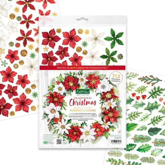 Katy Sue - Traditional Christmas Die Cut Flowers and Leaves (3/sheets) - The Crafty Kiwi