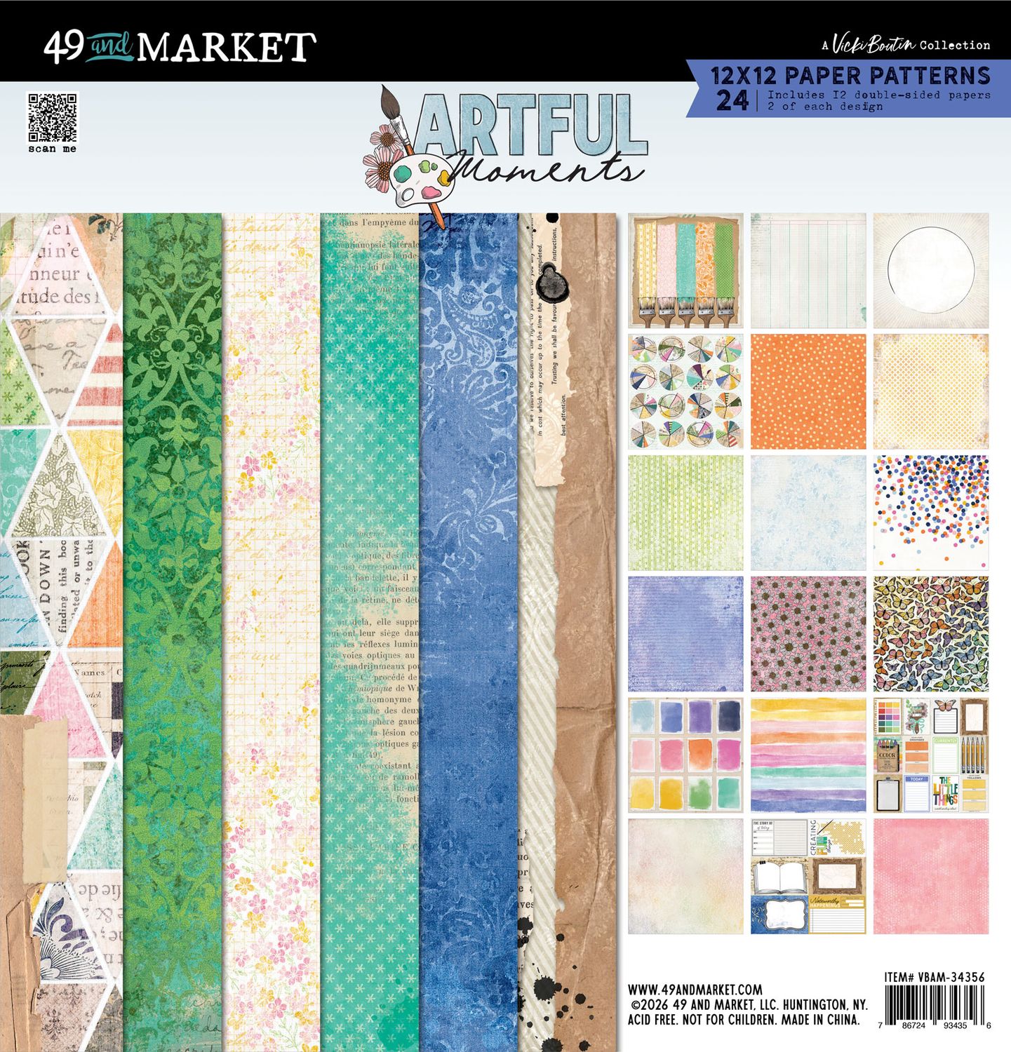 49 and Market - Artful Moments - 12x12 Mega Paper Pack (24 sheets)