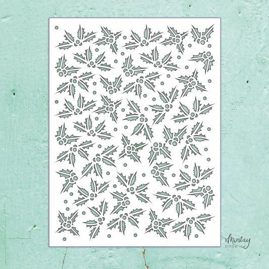 Mintay Kreativa Stencil - Holly Leaves - The Crafty Kiwi