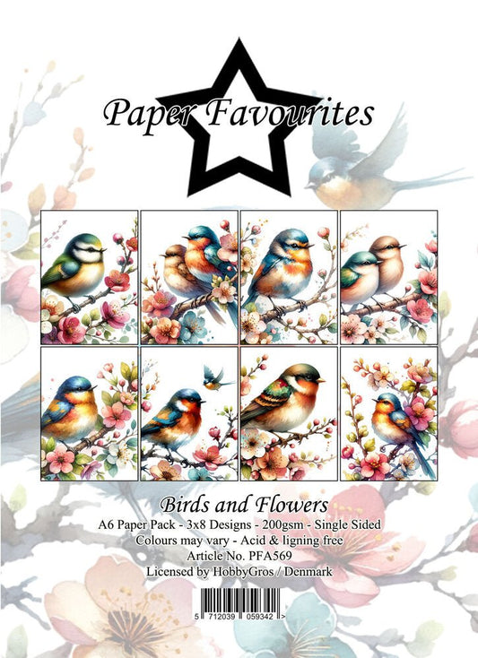 Paper Favourites - A6 Paper Pad - Birds and Flowers - The Crafty Kiwi