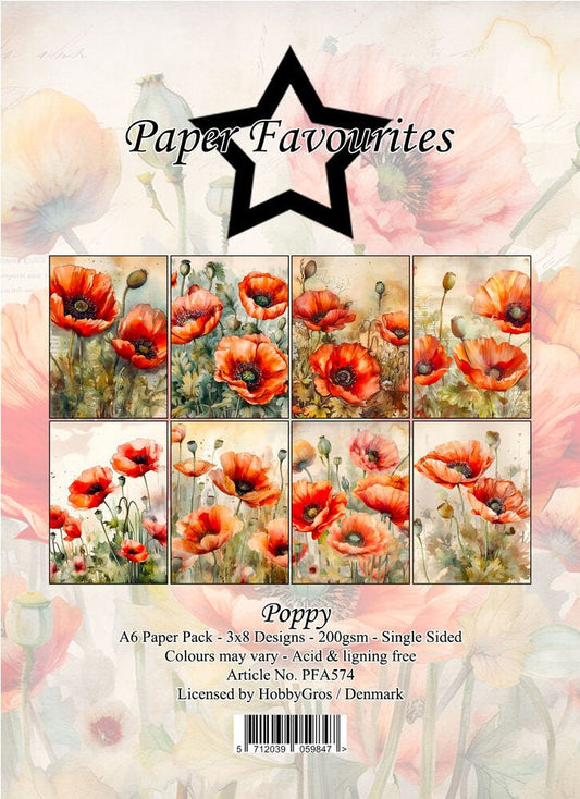Paper Favourites - A6 Paper Pad - Poppy - The Crafty Kiwi