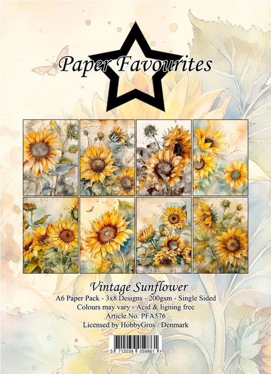 Paper Favourites - A6 Paper Pad - Vintage Sunflower - The Crafty Kiwi