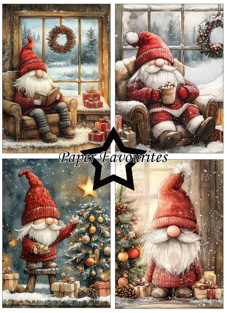 Paper Favourites - A6 Paper Pack - Christmas Gnomes