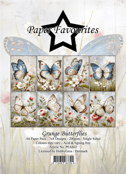 Paper Favourites - A6 Paper Pad - Grunge Butterflies