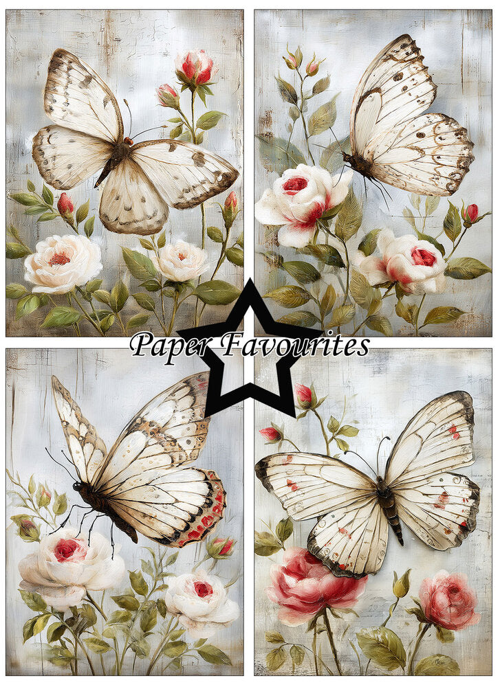 Paper Favourites - A6 Paper Pad - Grunge Butterflies