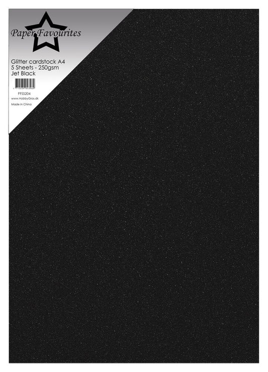 Paper Favourites - Jet Black - A4 Glitter Cardstock 250gsm (5/sheets)