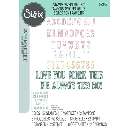 Sizzix - A5 Clear Stamps w/Framelits Dies By 49 and Market - Fine Line Alpha 01 - The Crafty Kiwi