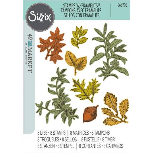 Sizzix - A5 Clear Stamps with Framelets Die - Forever Leaves - The Crafty Kiwi