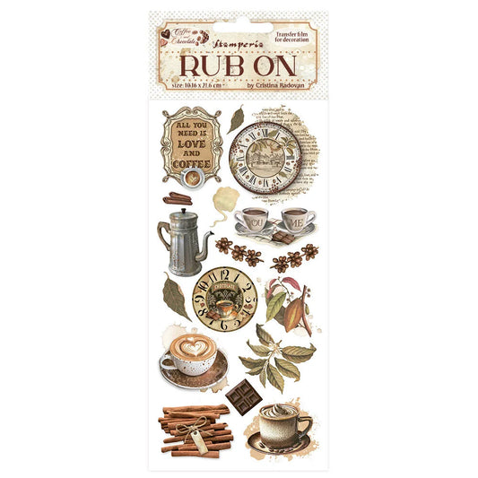 Stamperia - Coffee and Chocolate - Rub-Ons 4x8,5 Inch - All You Need Is Love And Coffee