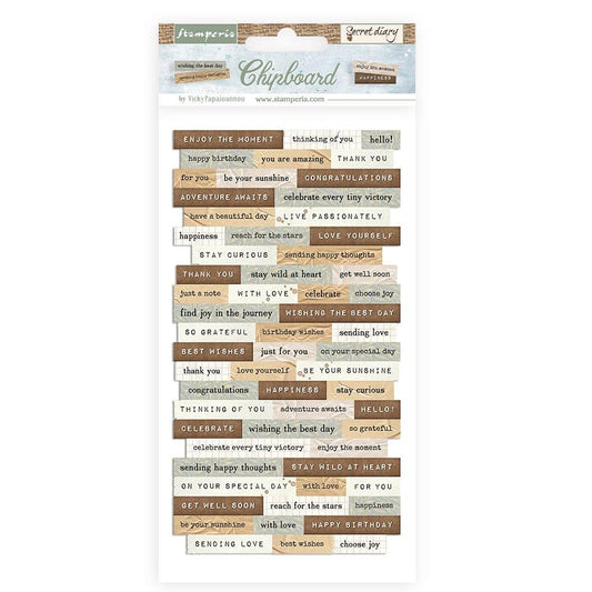 Stamperia - Secret Diary - Chipboard Words - The Crafty Kiwi