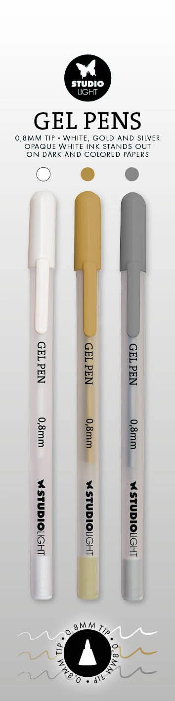 Studio Light - Gel Pens - Gold, Silver, White (3/pack) - The Crafty Kiwi