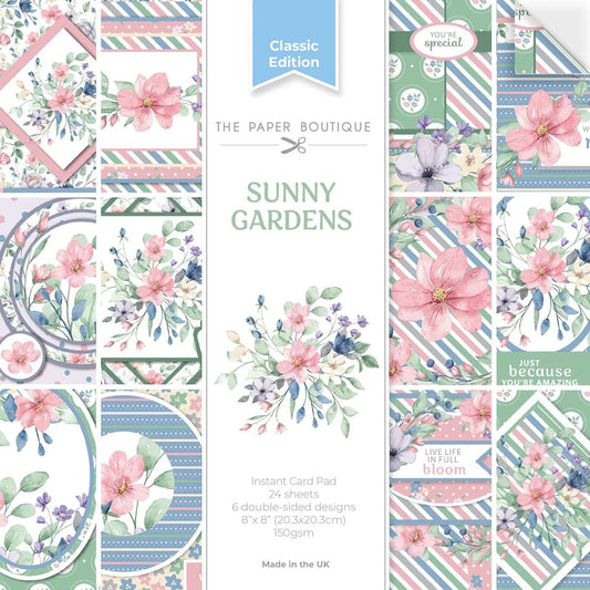 The Paper Boutique - Sunny Gardens - 8x8 Instant Card Pad & Solid Card Pad Bundle (48/sheets) - The Crafty Kiwi