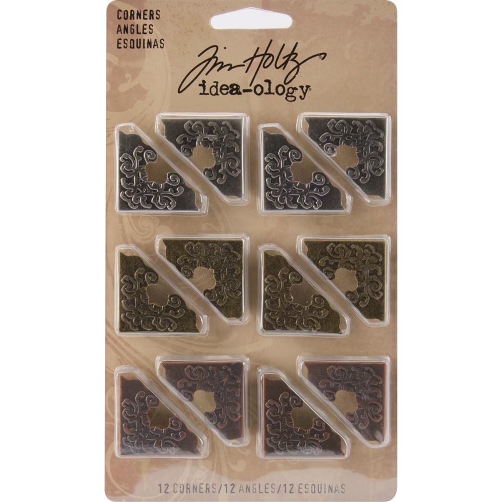 Tim Holtz - Ideology - Metal Ornate Corners 1" (12/pkg) - The Crafty Kiwi