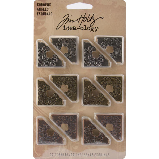 Tim Holtz - Ideology - Metal Ornate Corners 1" (12/pkg) - The Crafty Kiwi