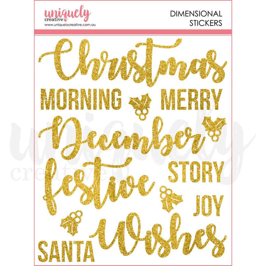 Uniquely Creative - Christmas Wishes - Glitter Dimensional Stickers - The Crafty Kiwi