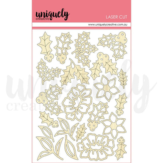 Uniquely Creative - Christmas Wishes - Holly Laser Cut Stickers - The Crafty Kiwi