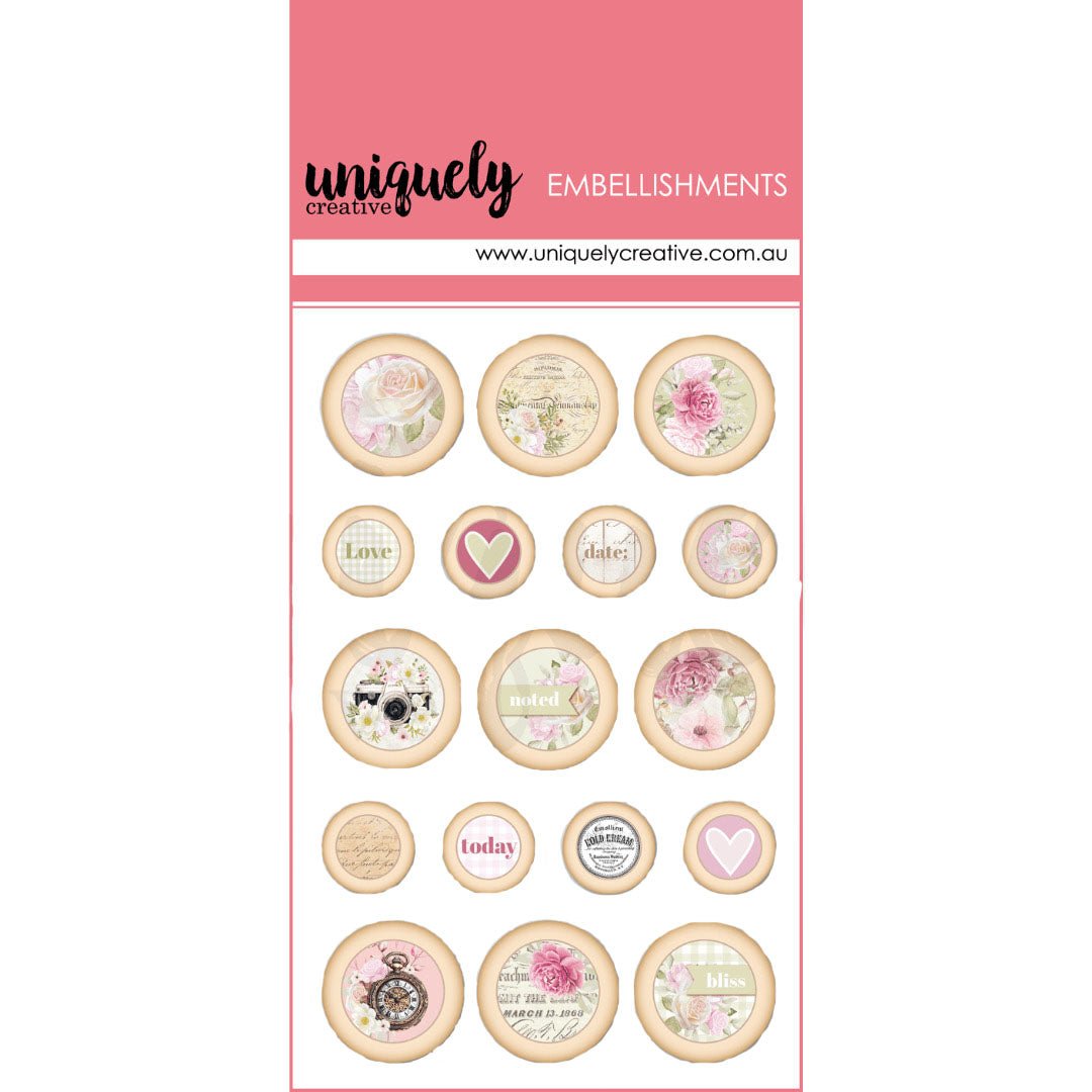 Uniquely Creative - Dear Diary Wooden Buttons - The Crafty Kiwi