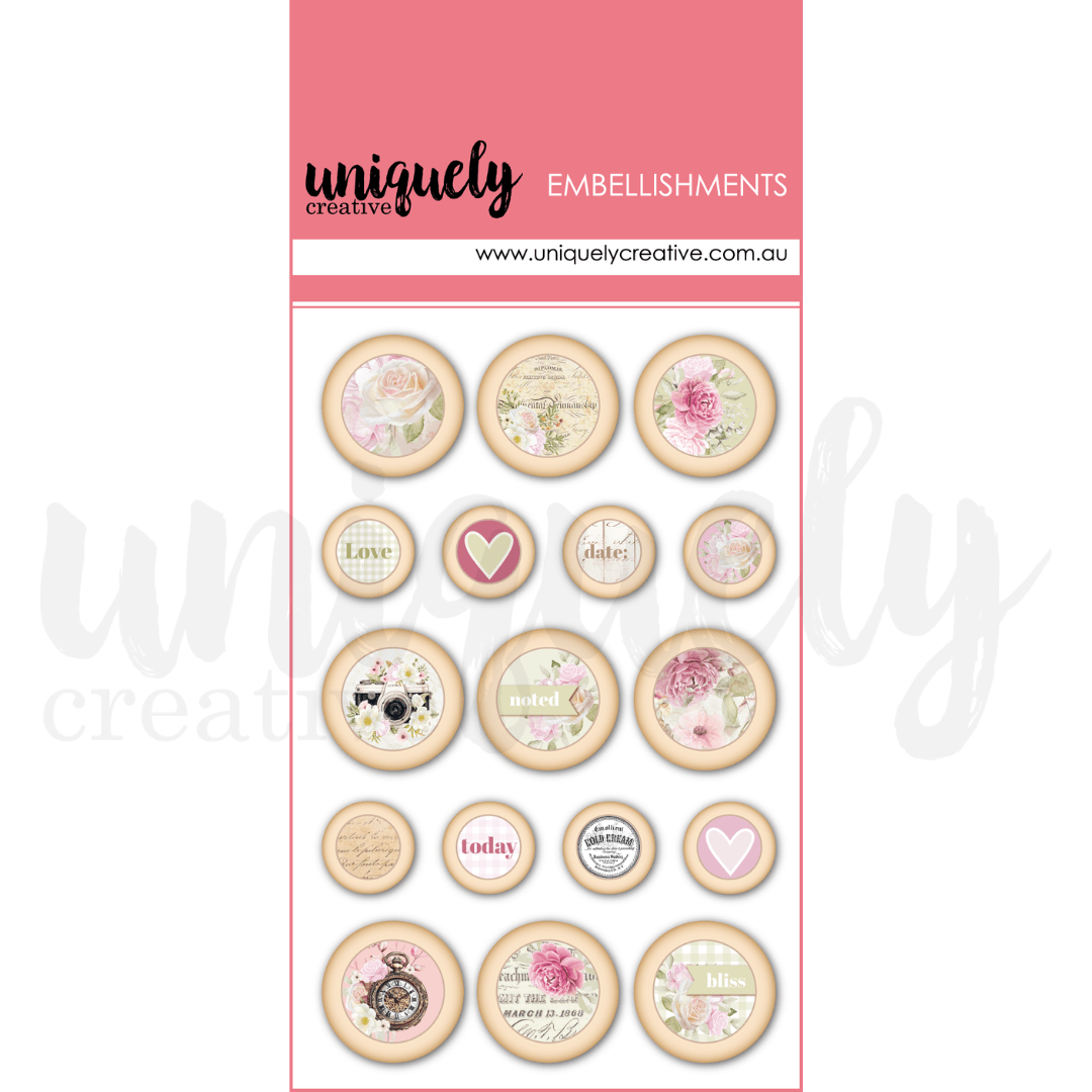 Uniquely Creative - Dear Diary Wooden Buttons - The Crafty Kiwi