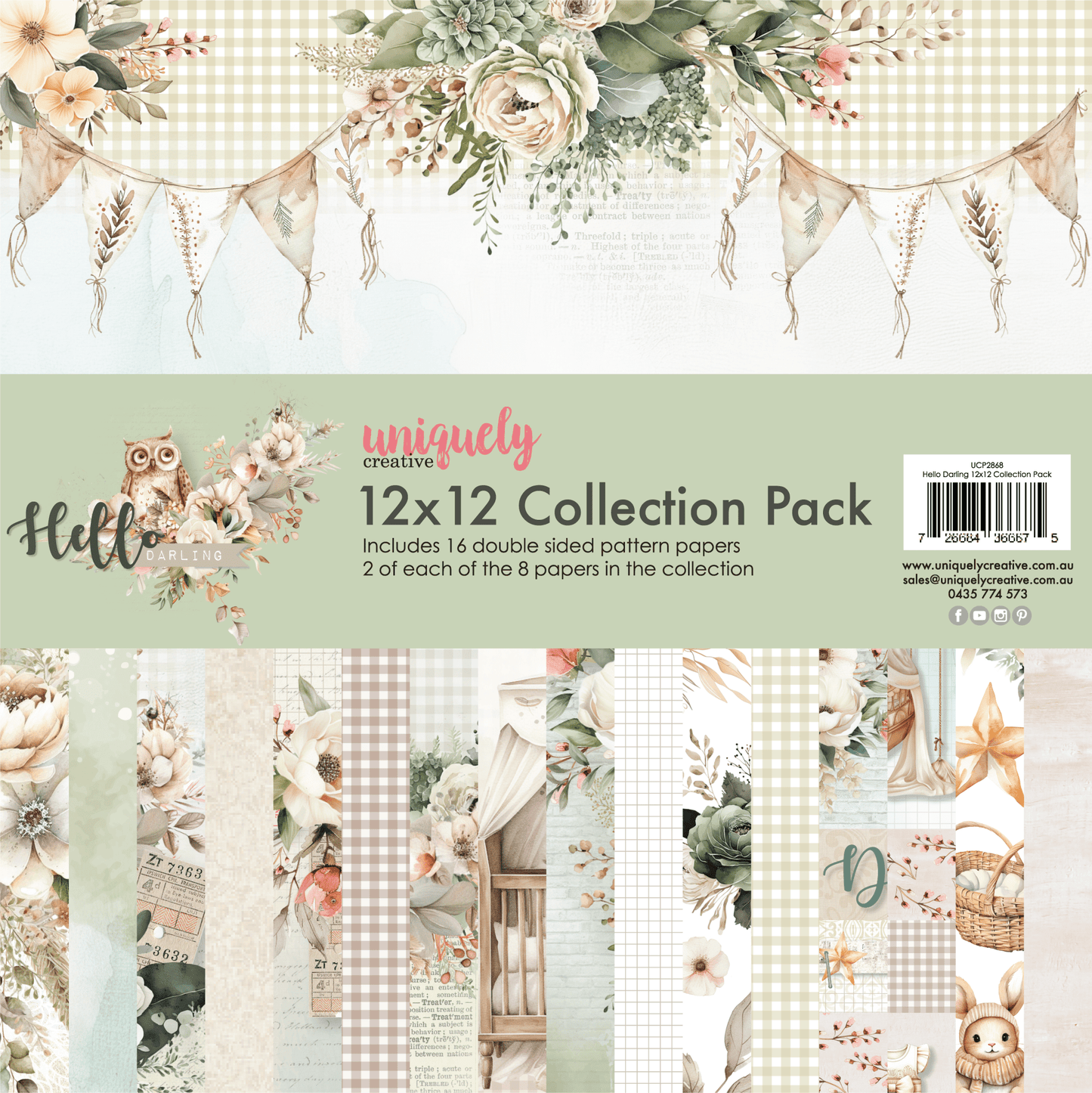 Uniquely Creative - Hello Darling 12x12 Bundle Kit - The Crafty Kiwi