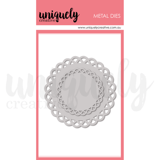 Uniquely Creative - Hello Darling - Lace Edge Circle Die - The Crafty Kiwi