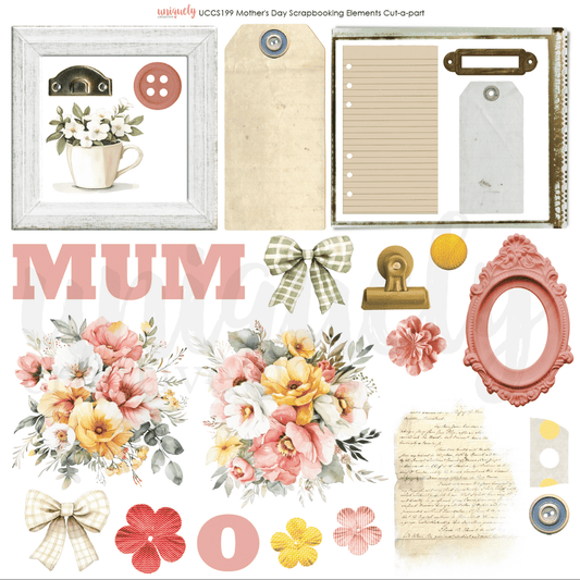 Uniquely Creative - Mother's Day Scrapbooking Elements & Background (2/pack) - The Crafty Kiwi