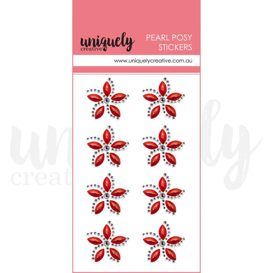 Uniquely Creative - Pearl Posy Stickers - Christmas Red - The Crafty Kiwi