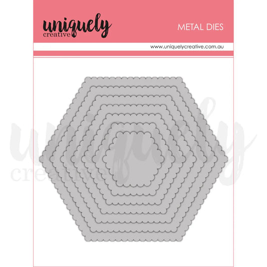Uniquely Creative - Scalloped Nesting Hexagon Die - The Crafty Kiwi
