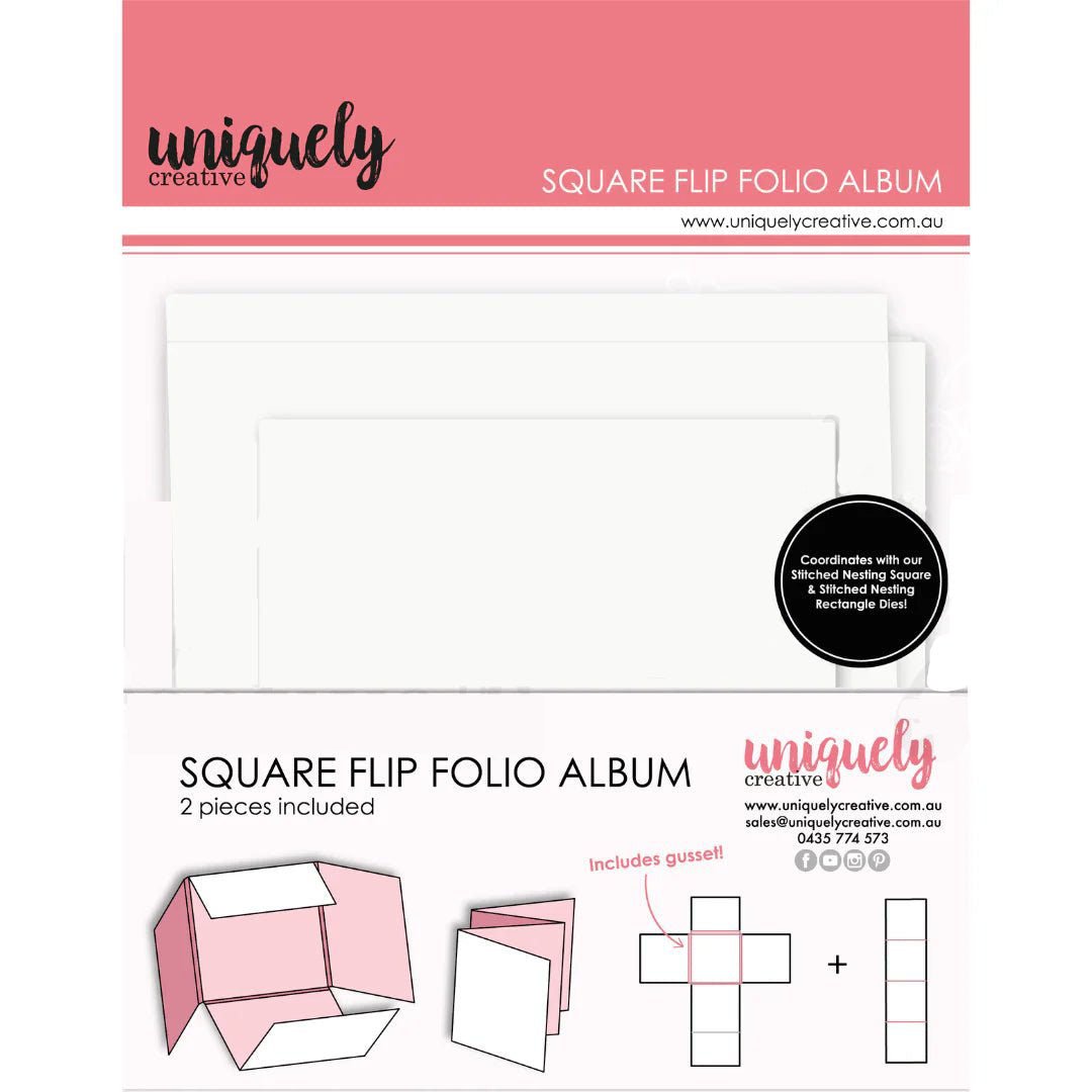 Uniquely Creative - Square Flip Folio Album - White - The Crafty Kiwi