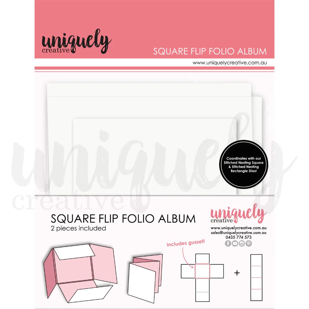 Uniquely Creative - Square Flip Folio Album - White - The Crafty Kiwi