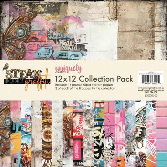 Uniquely Creative - Steampunk Graffiti - 12x12 Paper Pack ONLY - The Crafty Kiwi