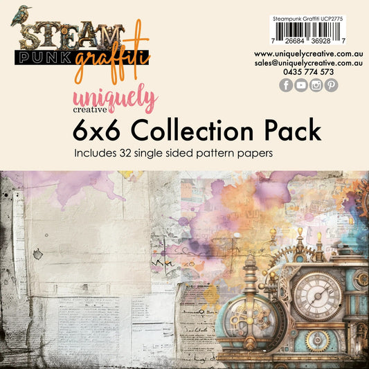 Uniquely Creative - Steampunk Graffiti - 6x6 Paper Pack - The Crafty Kiwi