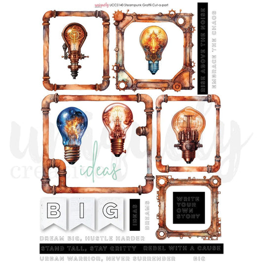 Uniquely Creative - Steampunk Graffiti Cut - a - Part Sheet - The Crafty Kiwi