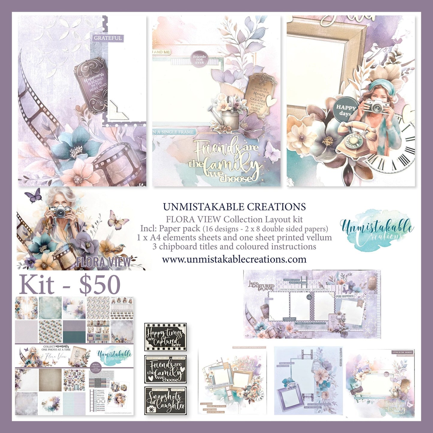 Unmistakable Creations - Layout Kit - Flora View - The Crafty Kiwi