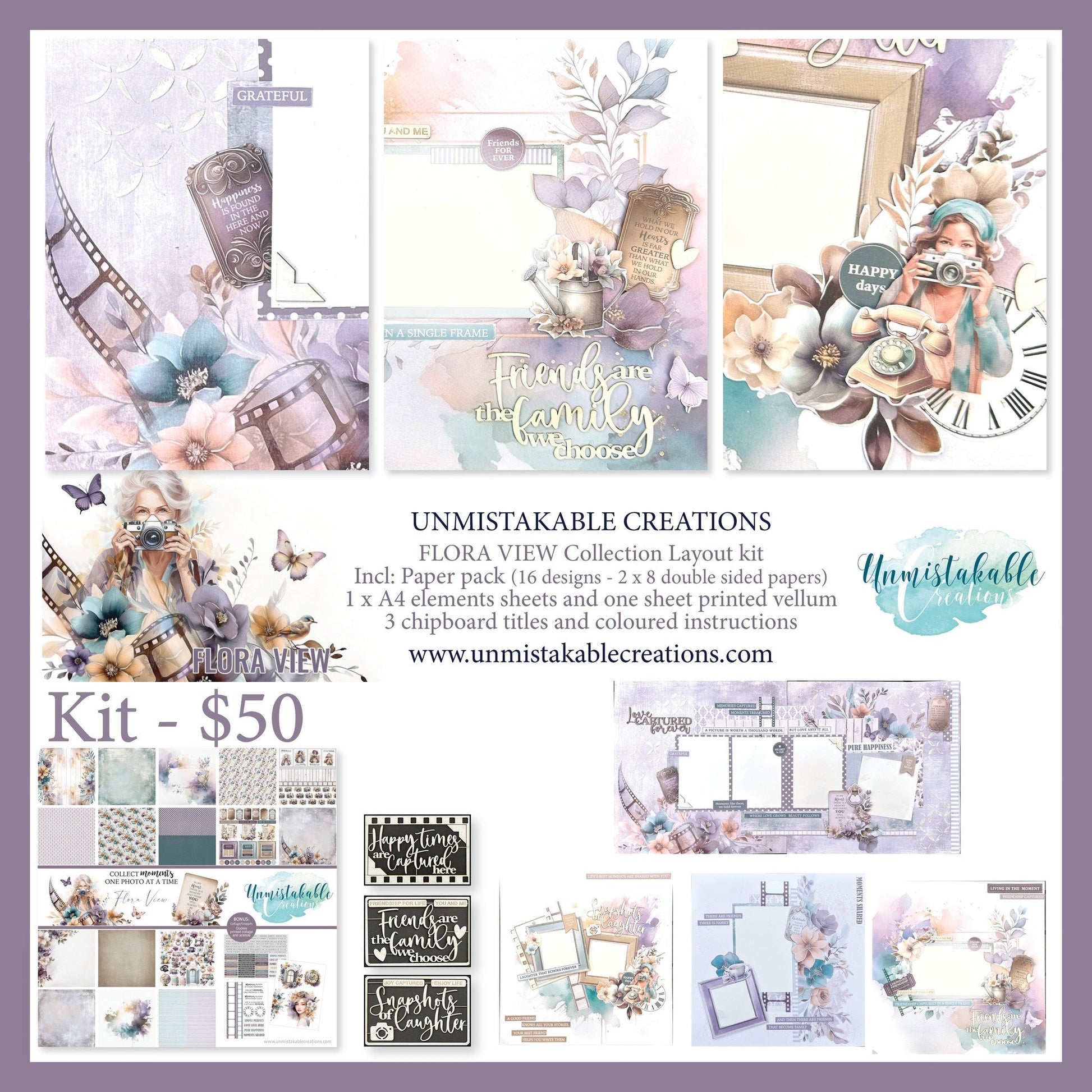 Unmistakable Creations - Layout Kit - Flora View - The Crafty Kiwi