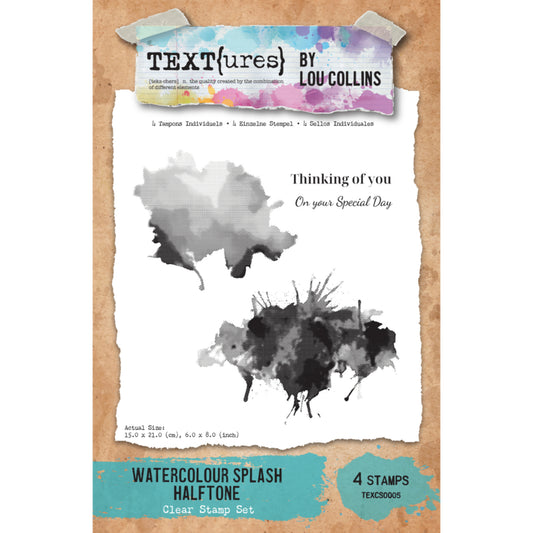 Arden Creative Studio - TEXT(ures) Watercolour Splash Halftone 6x8 Clear Stamp Set(Dragonfly Dreams)