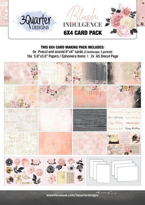 3Quarter Designs - Blush Indulgence 6x4 card making kit - The Crafty Kiwi