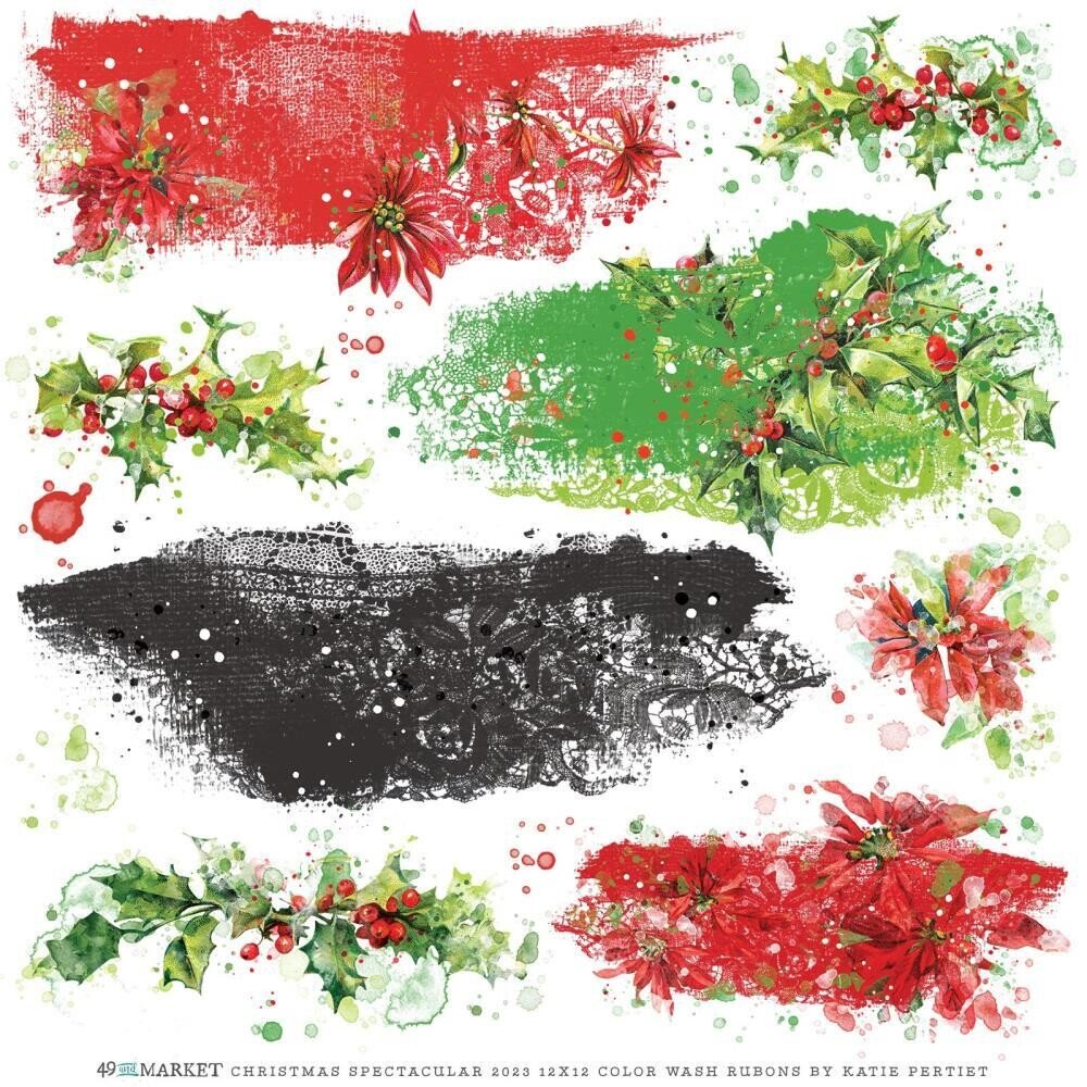 49 and Market - CHRISTMAS SPECTACULAR - 12x12 Color Wash Rub-Ons - The Crafty Kiwi