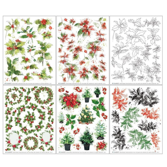 49 and Market - CHRISTMAS SPECTACULAR - 6x8 Rub-Ons - Foliage (6/sheets) - The Crafty Kiwi