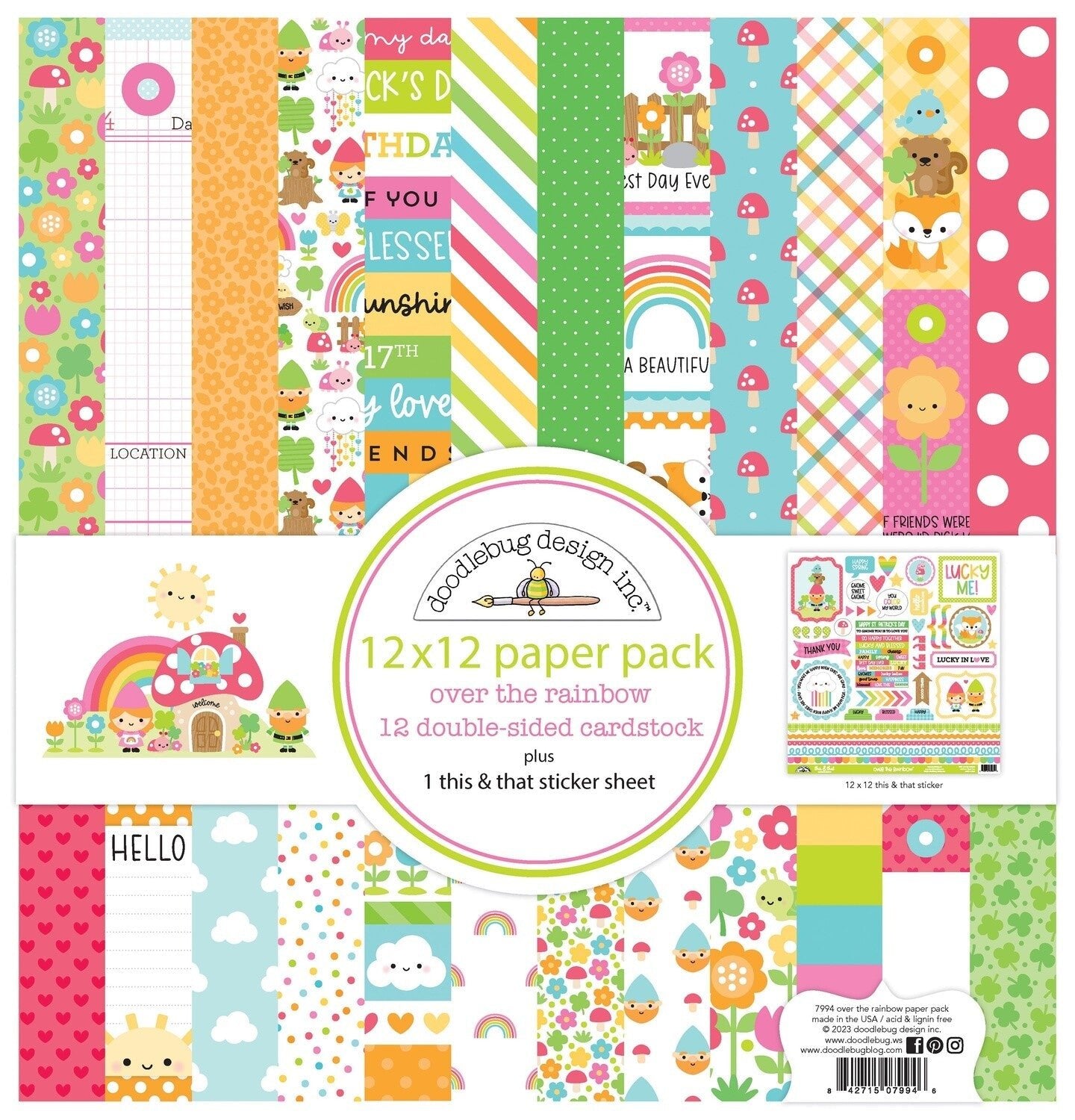 Doodlebug - Over The Rainbow 12x12 Paper Pack - The Crafty Kiwi