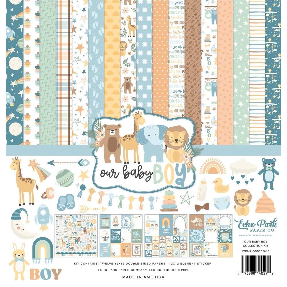 Echo Park - Our Baby Boy - Patterns + Solids Bundle - The Crafty Kiwi