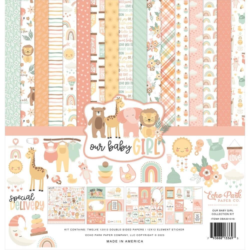 Echo Park - Our Baby Girl - Patterns + Solids Bundle - The Crafty Kiwi