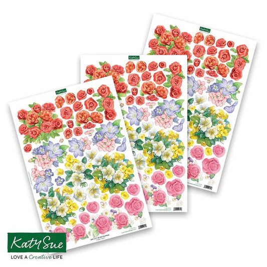 Katy Sue - Flower Patch Die Cut 3D Decoupage (1/sheet) - The Crafty Kiwi