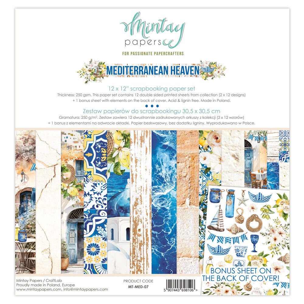 Mintay - MEDITERRANEAN HEAVEN - 12x12 Paper Pack - The Crafty Kiwi