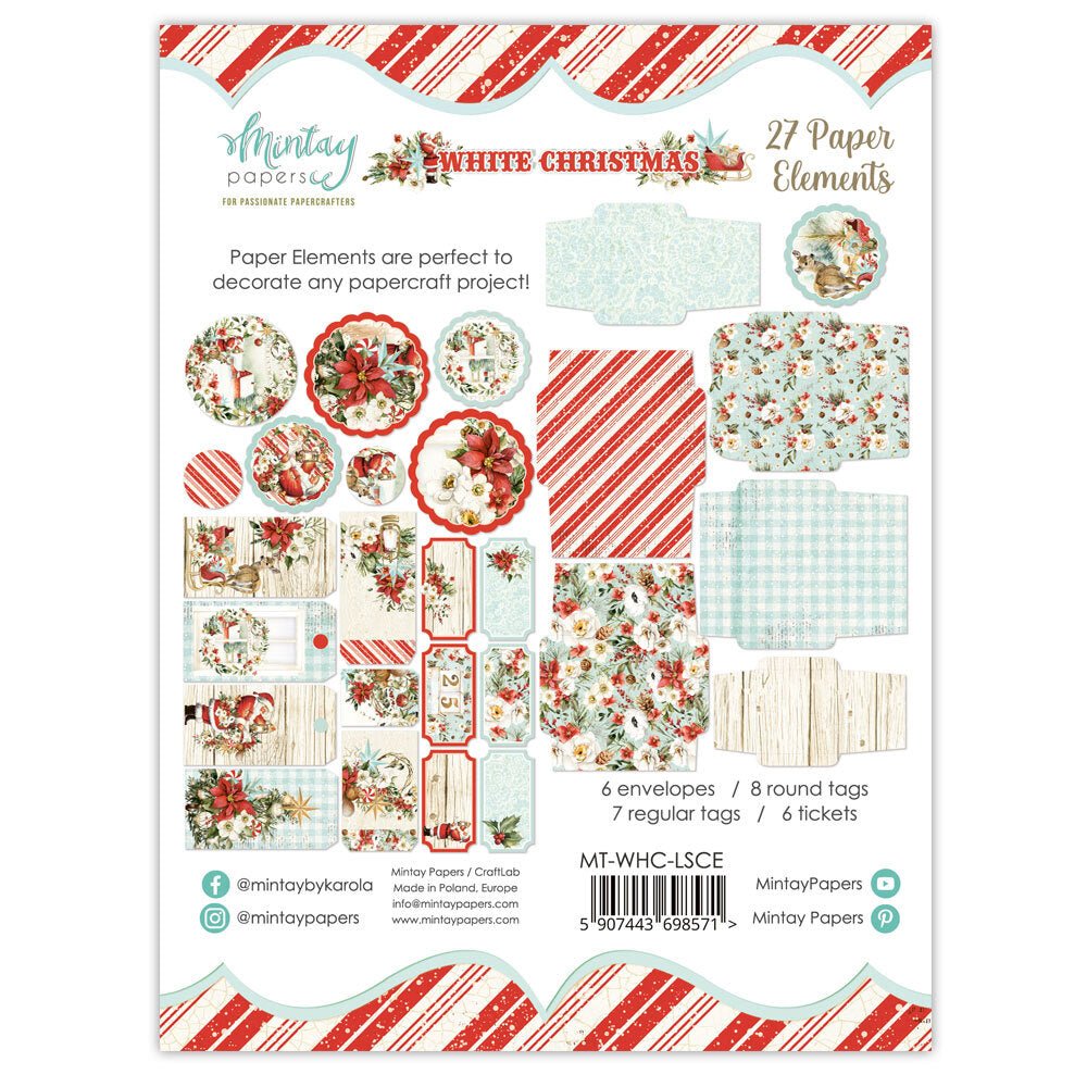 Mintay - WHITE CHRISTMAS - Paper Elements - The Crafty Kiwi